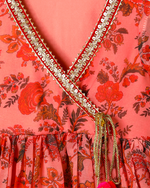 Load image into Gallery viewer, Peach Floral Chiffon Top Sharara Set for Girls