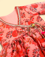 Load image into Gallery viewer, Peach Floral Chiffon Top Sharara Set for Girls
