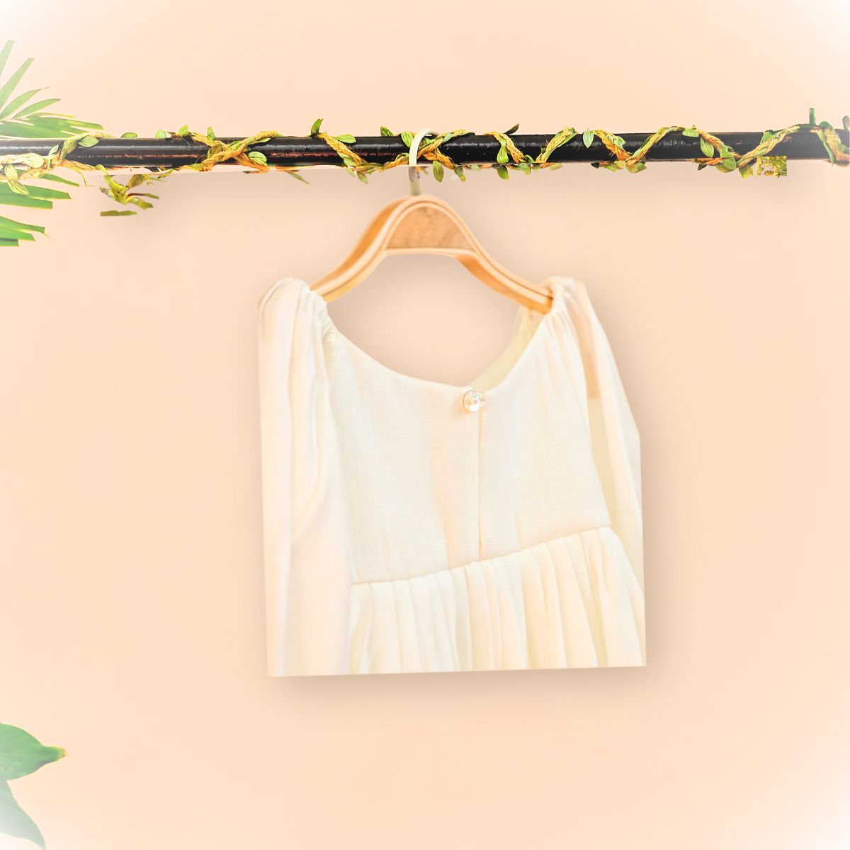 Roman silk baloon sleeve with 3D flower top