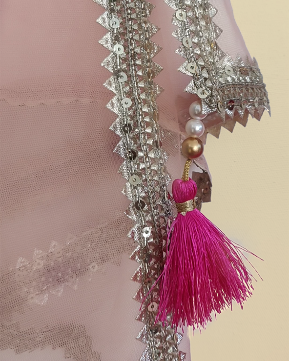 Pink velvet lehenga set for girls with dupatta