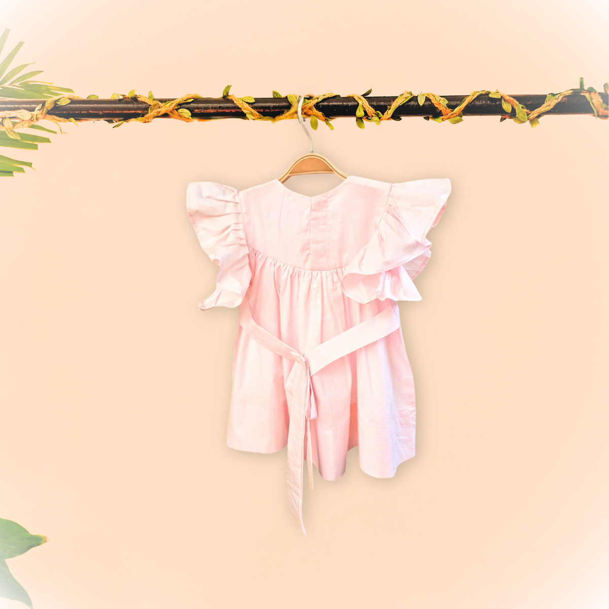 Paper poplin baby pink butterfly sleeve top