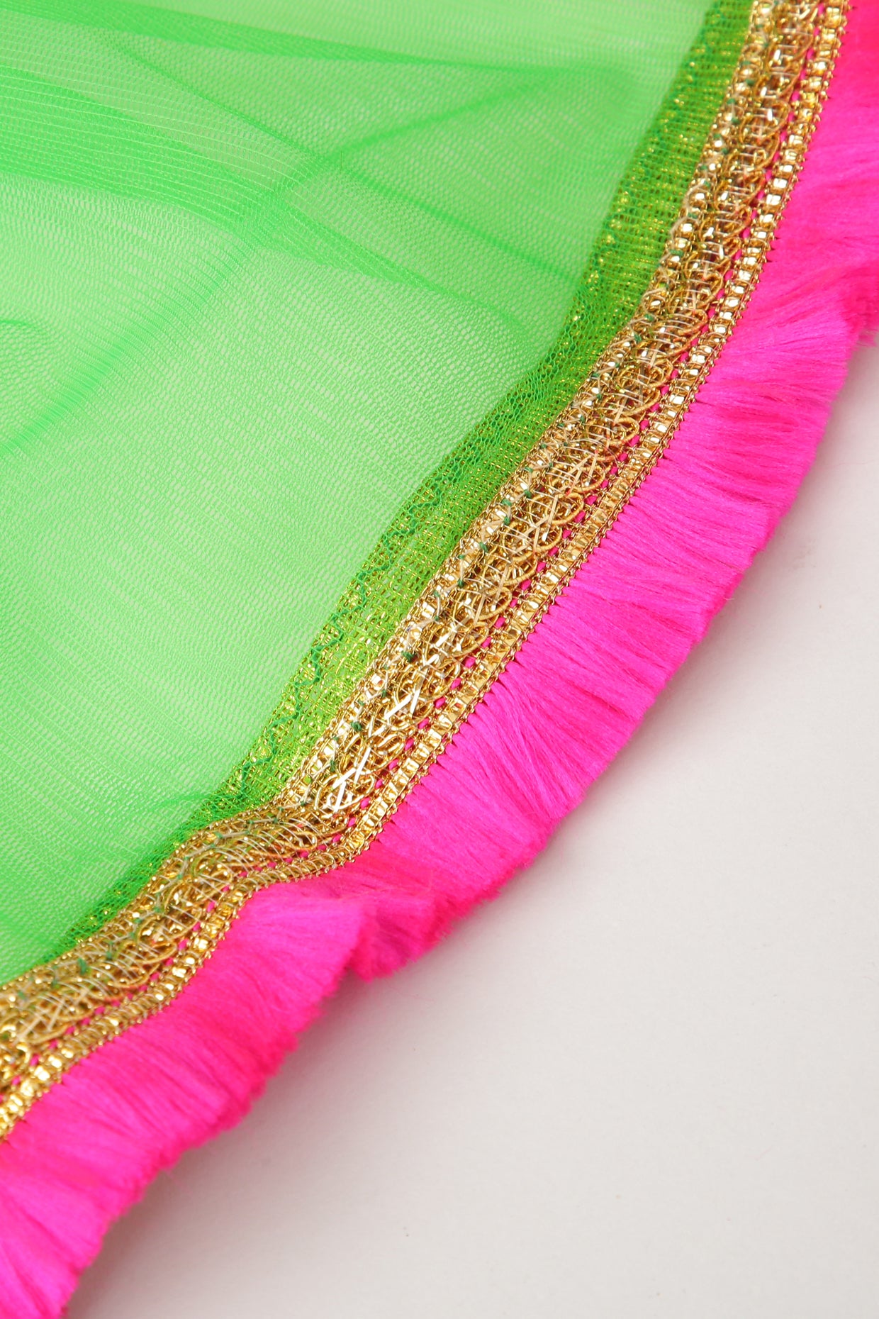 Golden Lehenga Set with Hot Pink Border