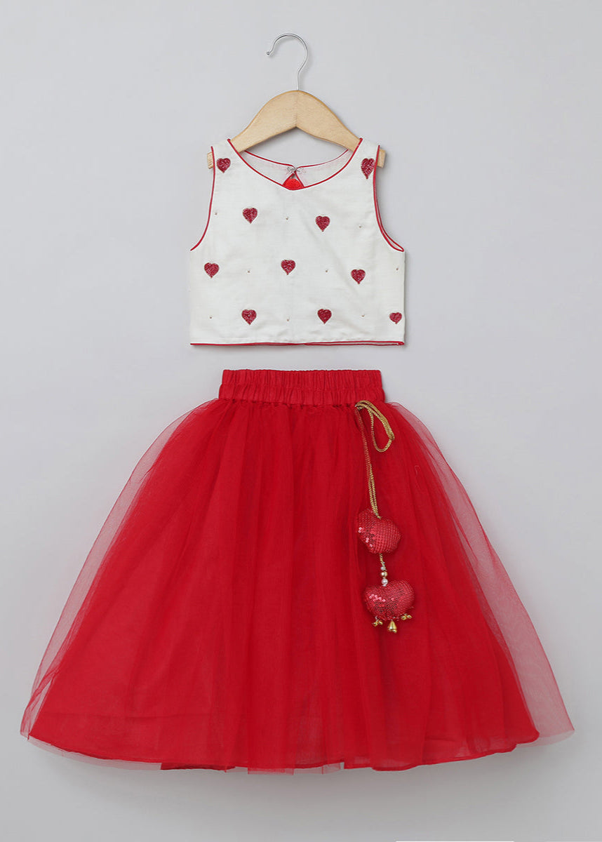 Red & White Ethnic Set for Girls