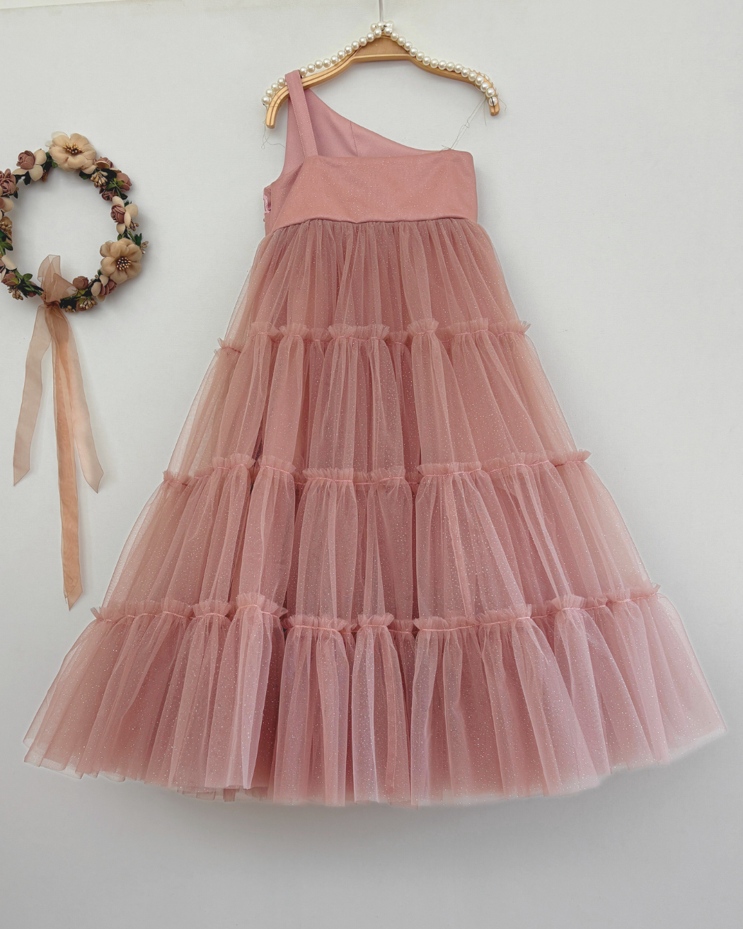 Hand Embroidered One Shoulder Maxi Dress