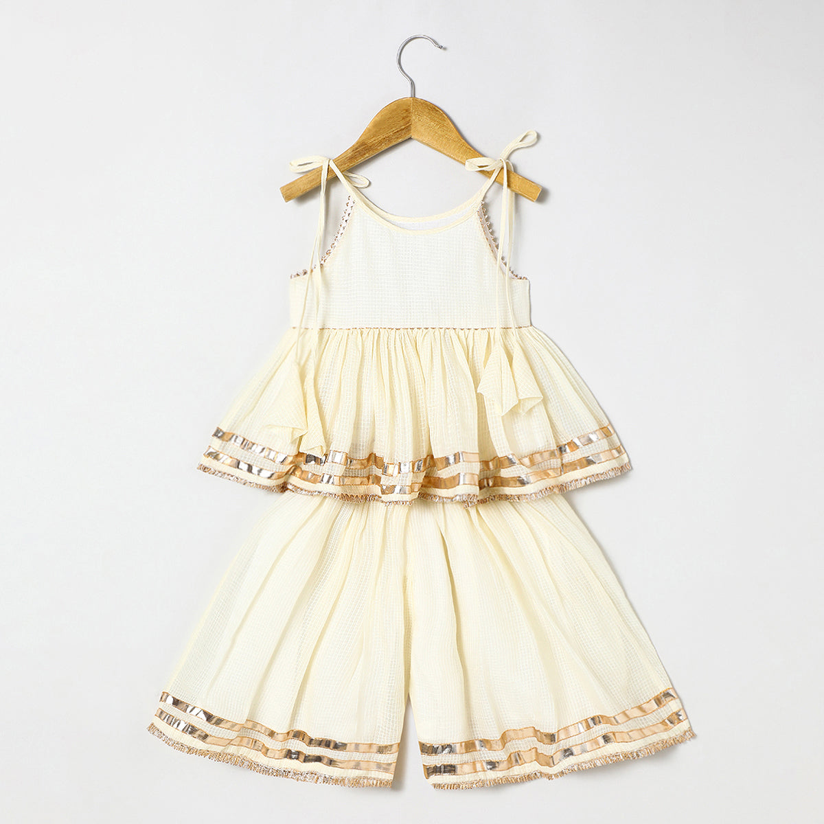 Off white Pure doria cotton Mayurpankh pearls embroidery with plazo set