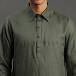 Load image into Gallery viewer, 2Pcs Olive Linen Kurta Set - BYB PREMIUM