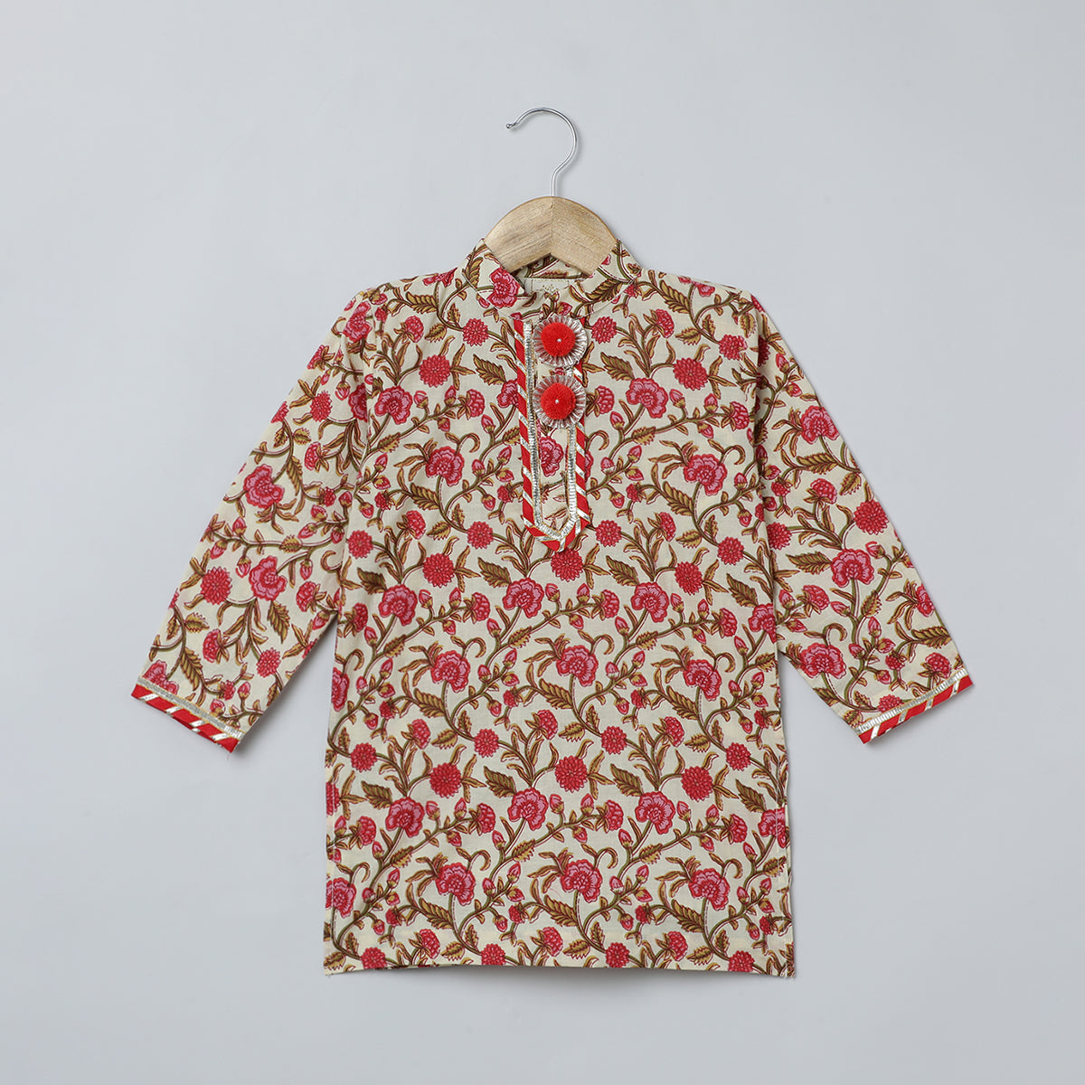 Multicolor Jaipur Floral Print Kurta Pyjama Set for Boys