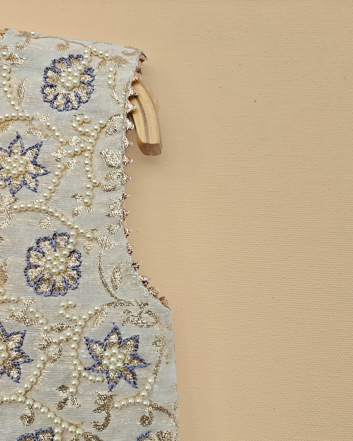 Lavender raw dupion silk girls dress with chanderi top & pearl embroidery