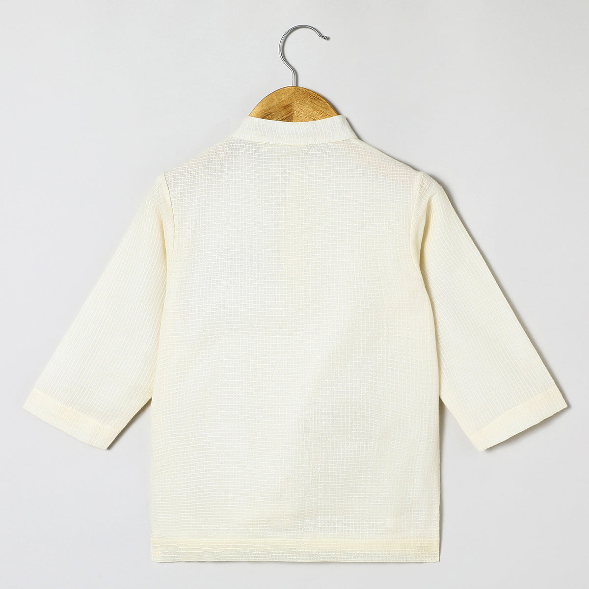 Off white doria cotton Kurta with Mayurpankh pearls embroidery Dhoti set