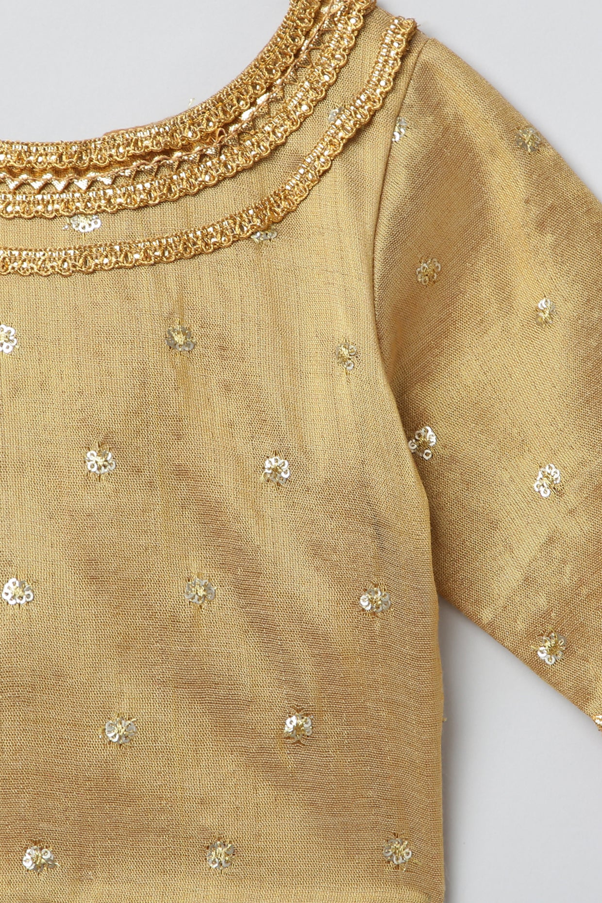 Golden Lehenga Set with Hot Pink Border