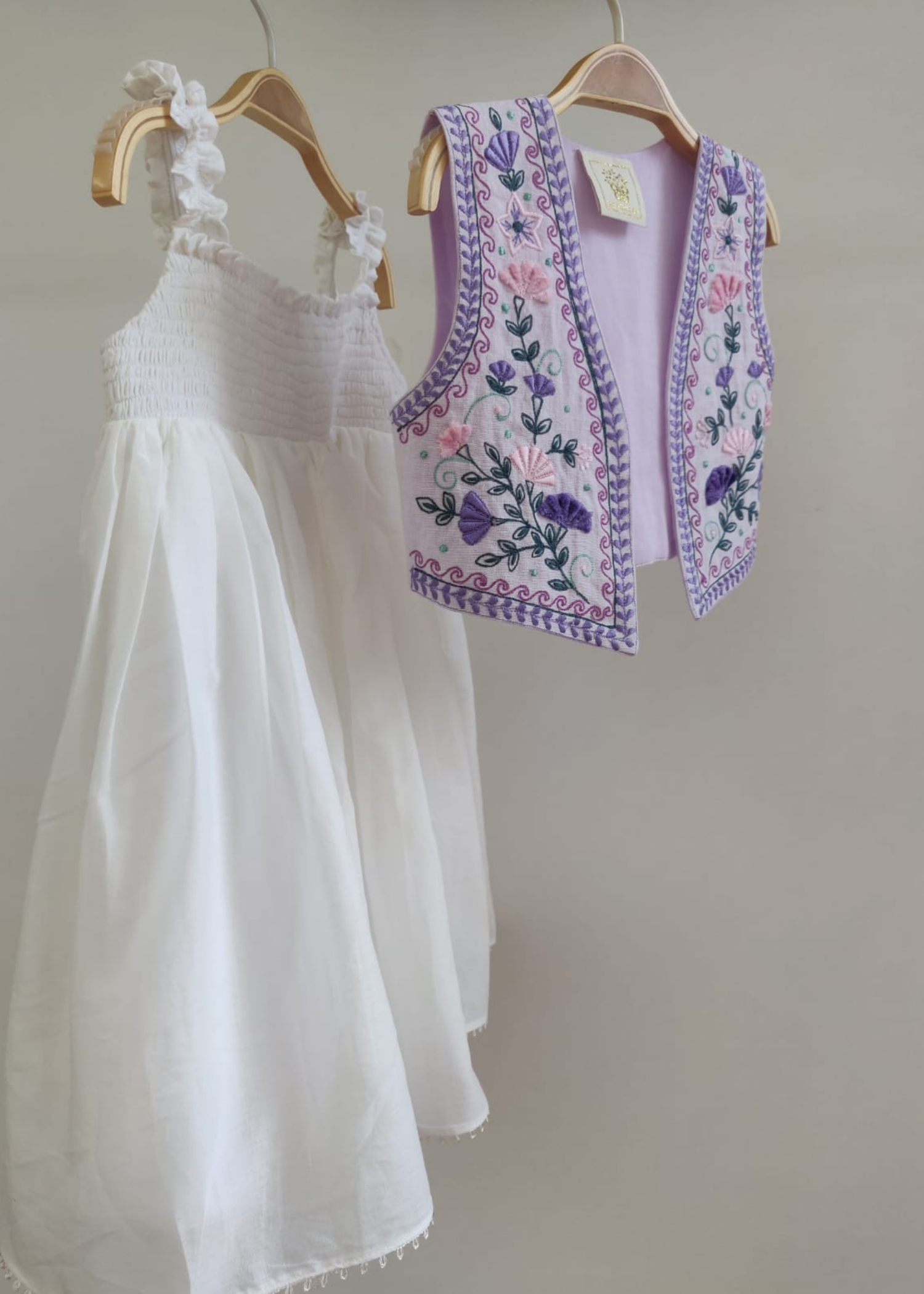 Off white dress and Shrug set