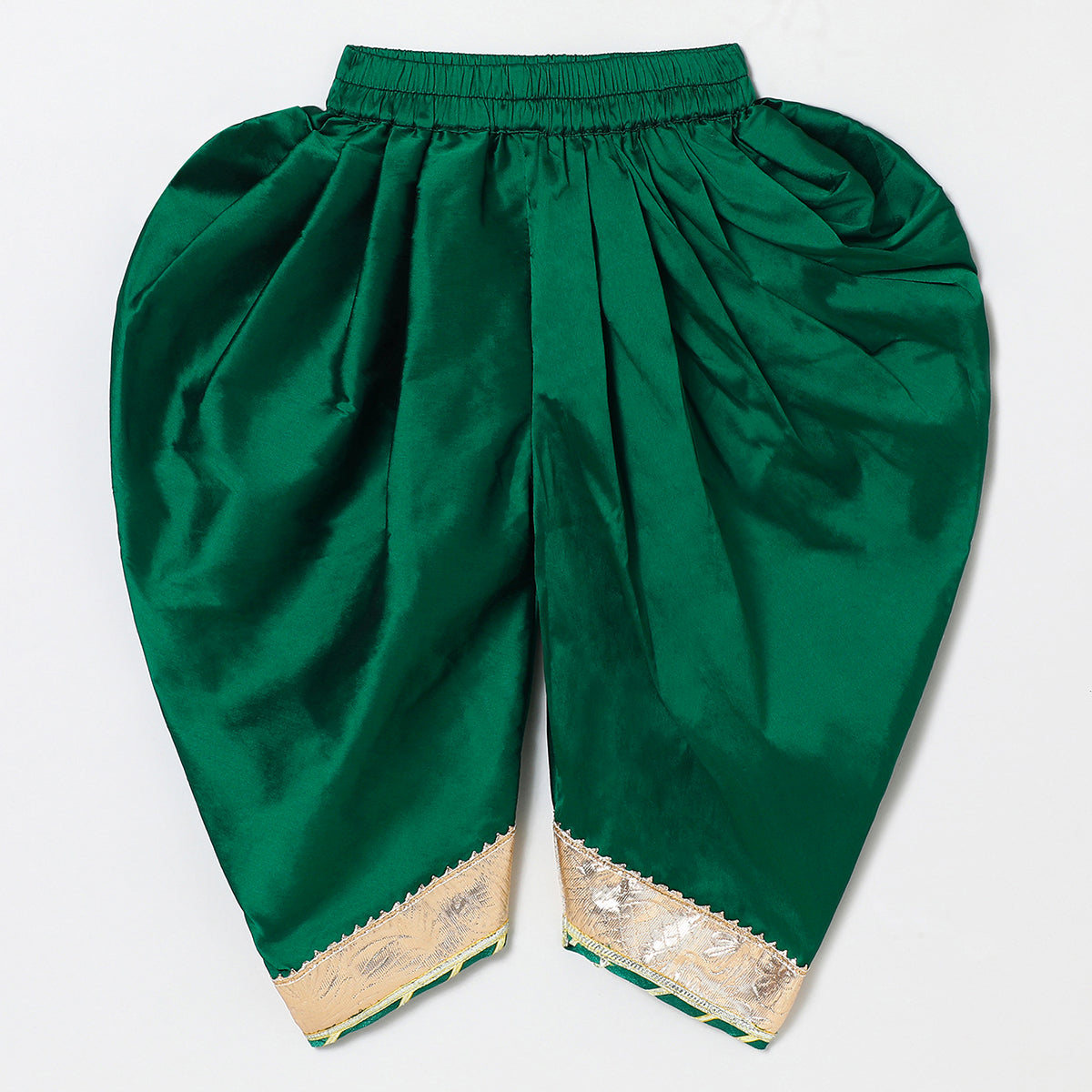 Fucshia pink tissue silk Mayurpankh pearls embroidery with taffeta Green Dhoti