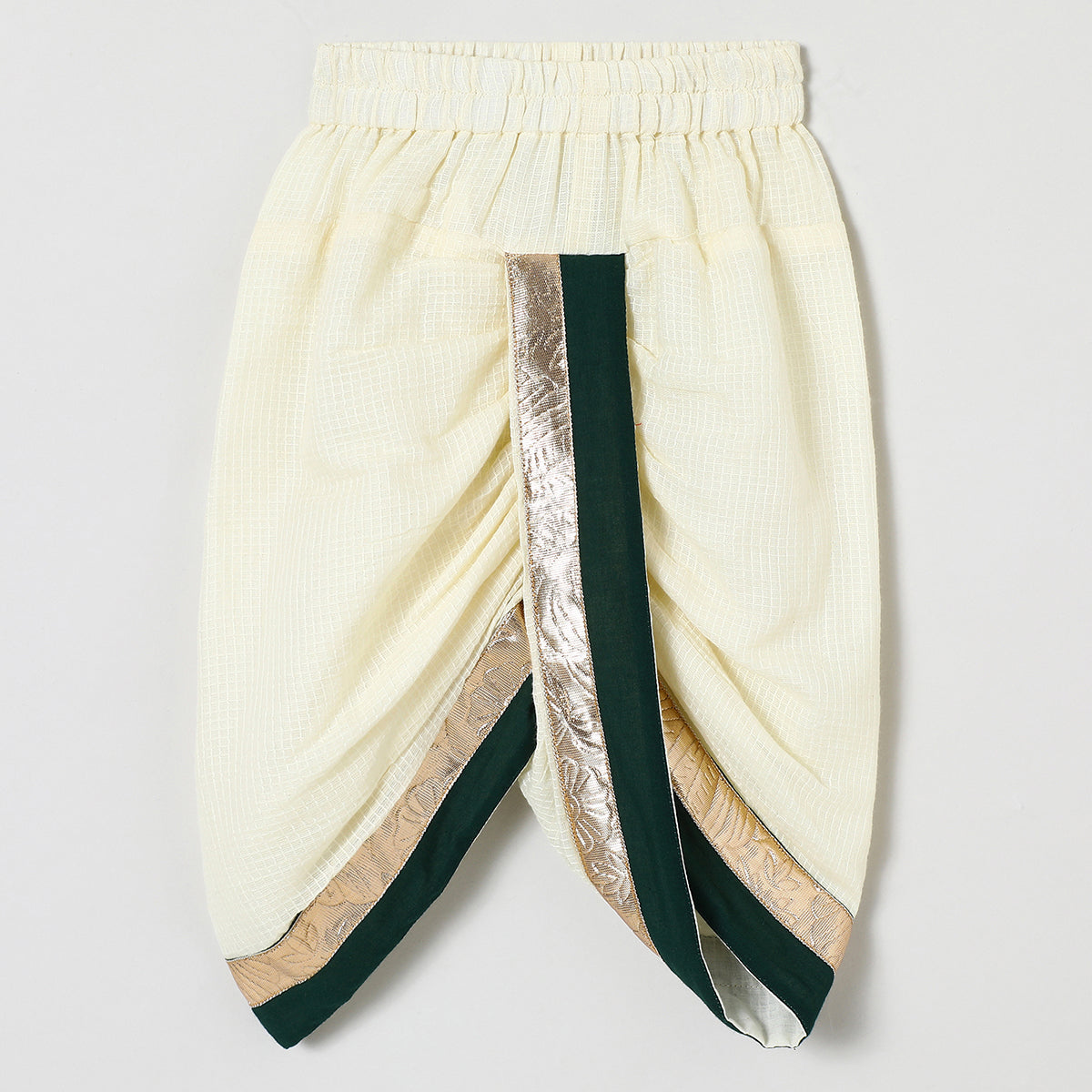 Off white doria cotton Kurta with Mayurpankh pearls embroidery Dhoti set
