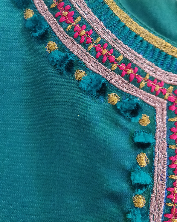 Green & yellow satin silk kurti sharara set for girls