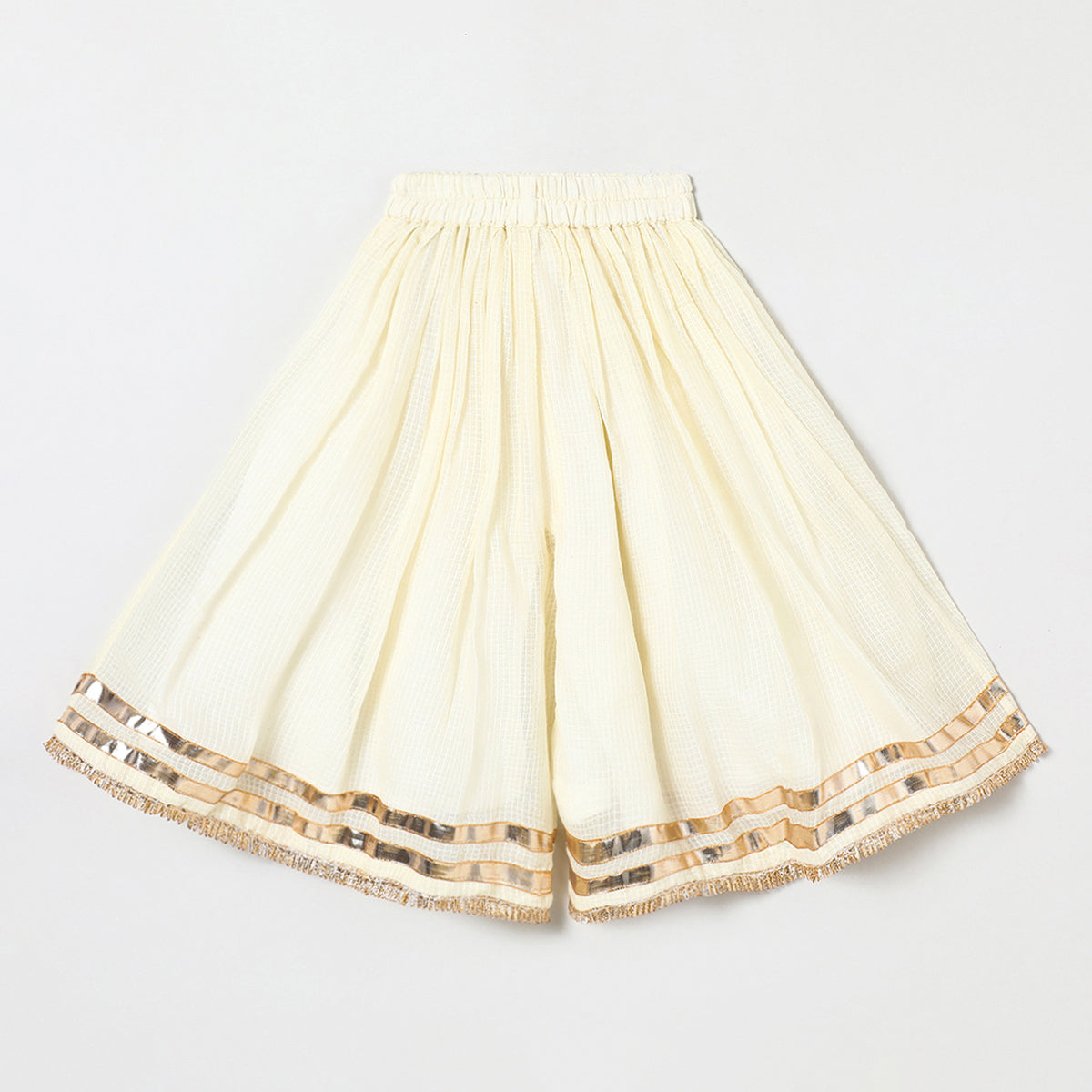 Off white Pure doria cotton Mayurpankh pearls embroidery with plazo set