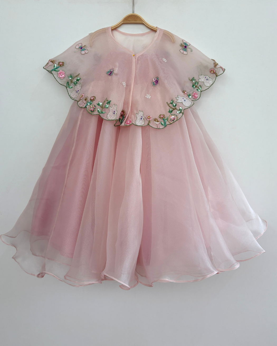 Hand Embroidered Cape set Dress
