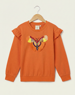Load image into Gallery viewer, Orange Butterfly Embroidered Sweatshirt for Kids