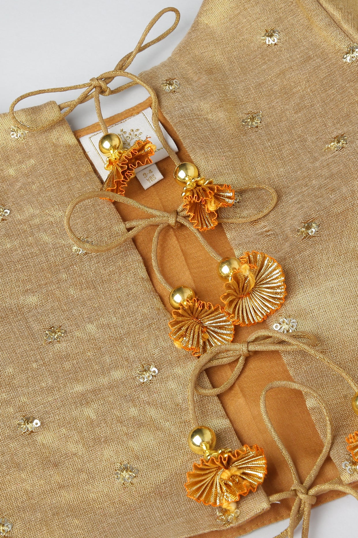 Golden Lehenga Set with Hot Pink Border