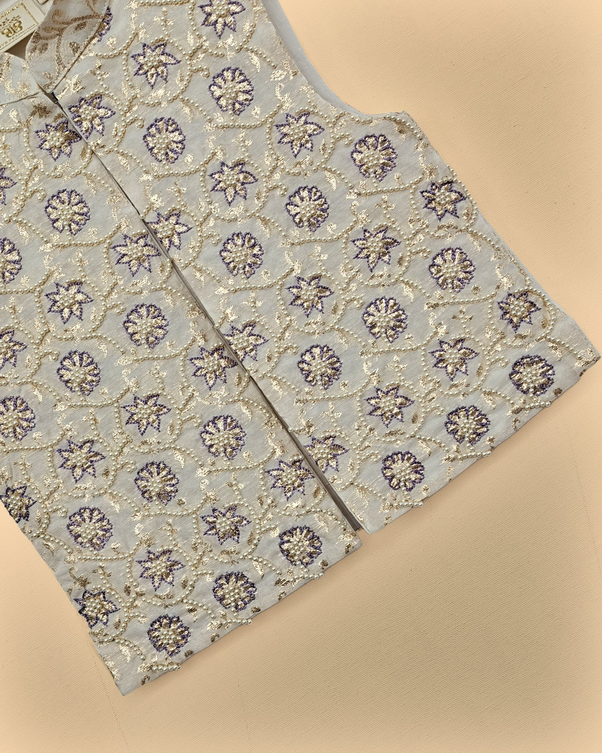 Boys lavender kurta pajama set with embroidered jacket – ethnic festive wear