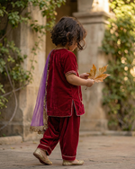Load image into Gallery viewer, Magenta Pink Velvet Kurta Salwar Set for Girls with Dupatta