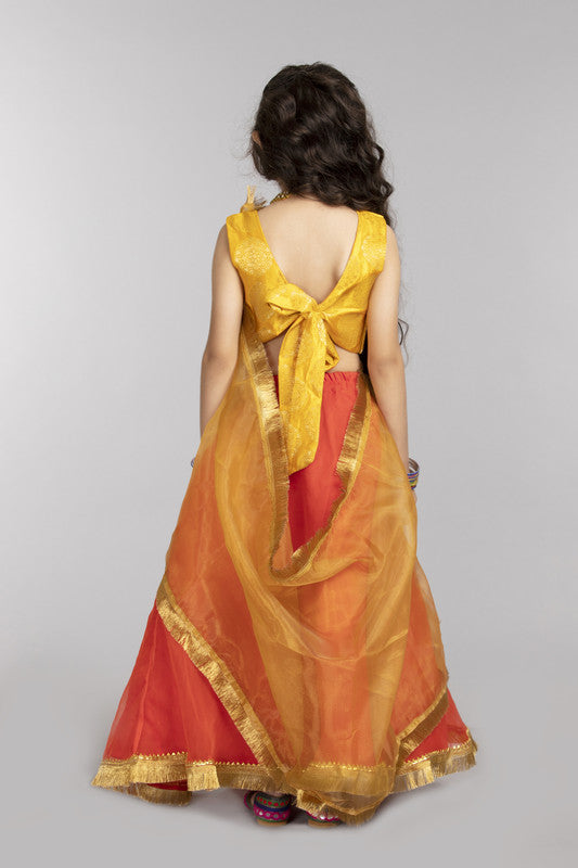 Orange and Yellow Lehenga Set