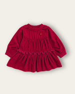 Load image into Gallery viewer, Baby Girl Cherry Red Festive Dress with Long Sleeves