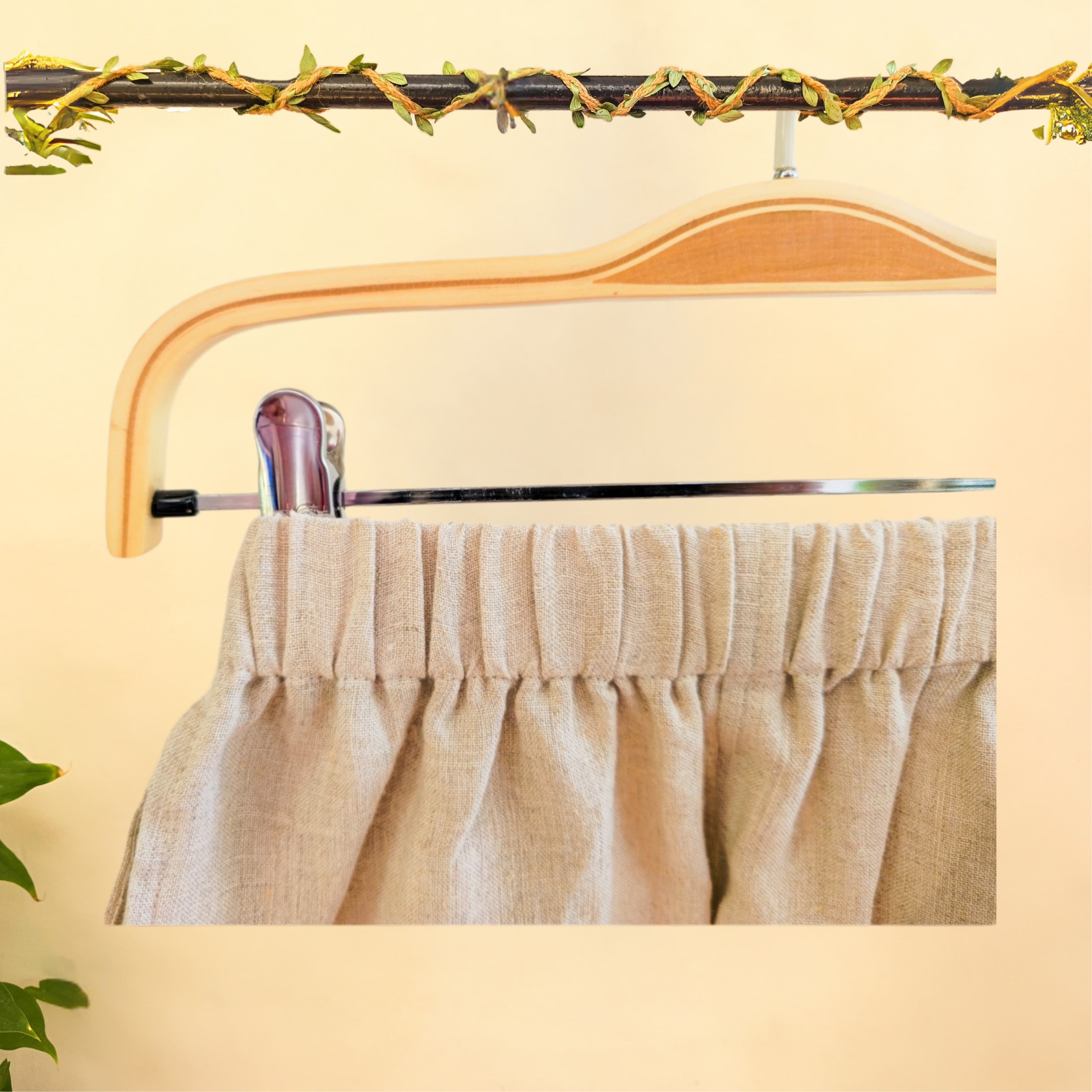Beige embroidered Pure linen cord set