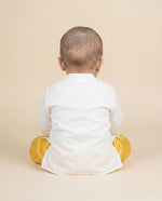 Load image into Gallery viewer, Off-White Cotton Kurta Dhoti Set for Babies with Moti & Gota Work