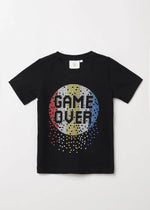 Load image into Gallery viewer, Alluring Luxe Black gel printed T-shirt - BYB PREMIUM