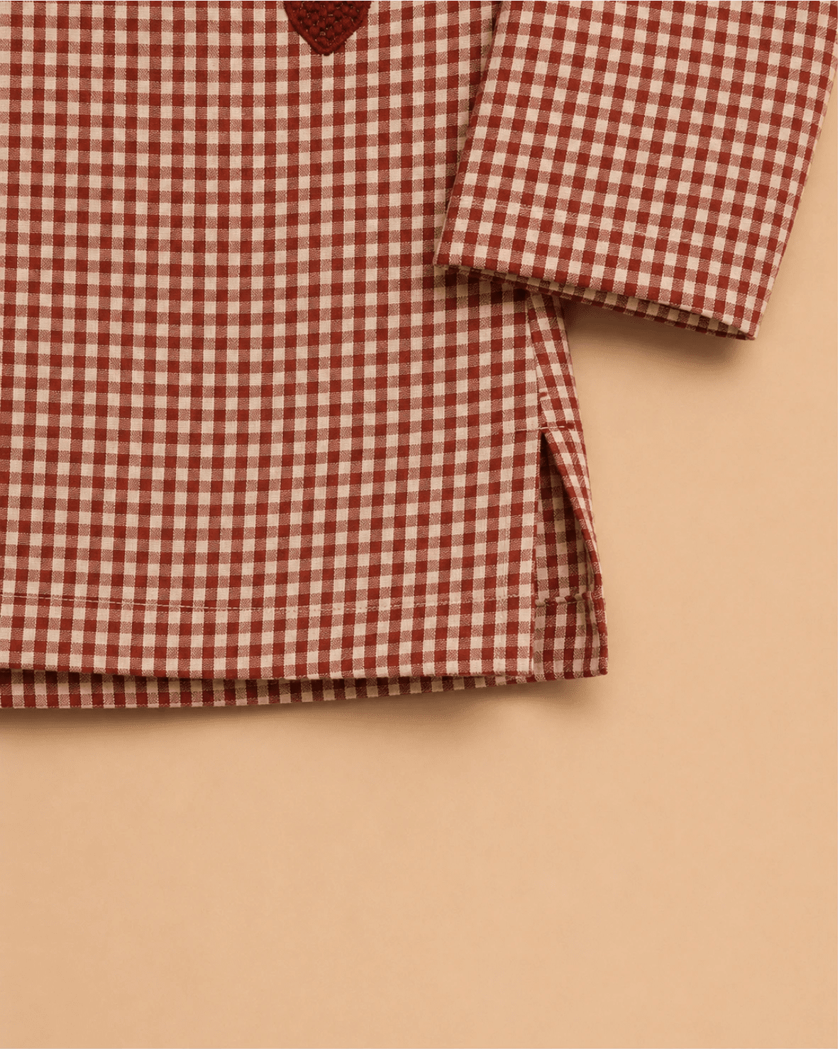 Baby boys brown gingham cotton kurta with dhoti pants set byb premium
