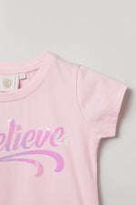Load image into Gallery viewer, Baby Pink "Believe" Print T-Shirt for Girls - BYB PREMIUM
