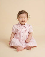 Load image into Gallery viewer, Baby Pink Paper Poplin Dress for Infants | Soft Pleated Shirt-Style Dress - BYB PREMIUM