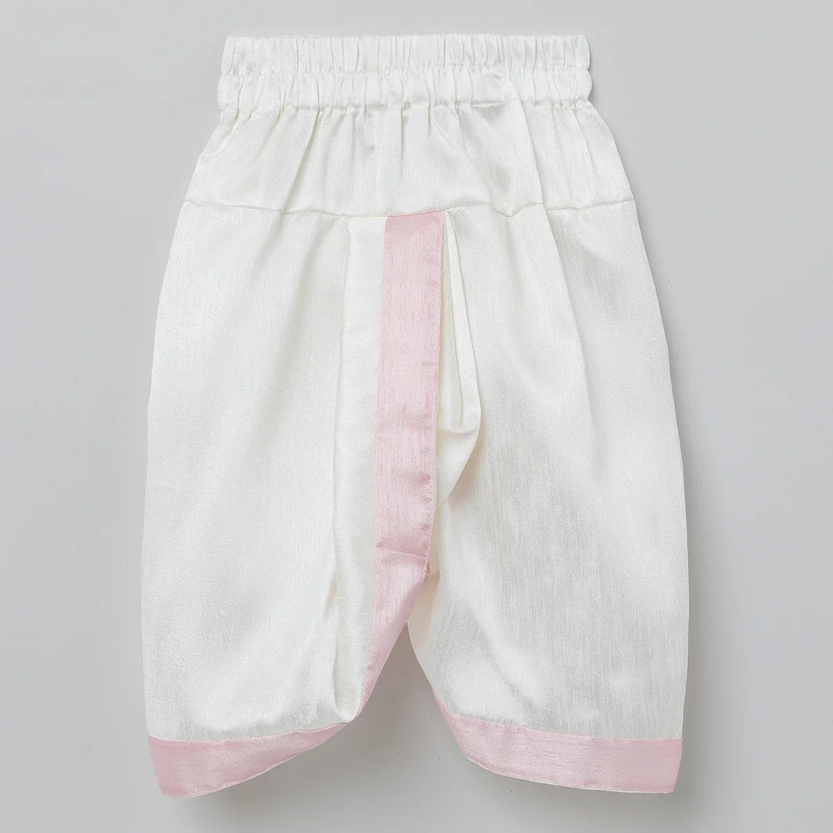 Baby pink raw silk kurta dhoti set for boys with pearl embroidery byb premium