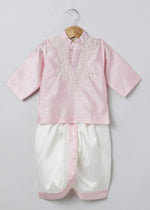 Load image into Gallery viewer, Baby Pink Raw Silk Kurta - Dhoti Set for Boys with Pearl Embroidery - BYB PREMIUM