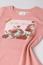 Load image into Gallery viewer, Blush Pink Reversible Sequin Nature Print T-Shirt for Girls - BYB PREMIUM