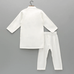 Load image into Gallery viewer, Boys Ivory Chanderi Embroidered Kurta Pajama Set for Festive & Wedding Wear - BYB PREMIUM
