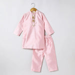 Load image into Gallery viewer, Boys Pink Kurta Pyjama with Embroidered Bandi Jacket | Festive Ethnic Set - BYB PREMIUM