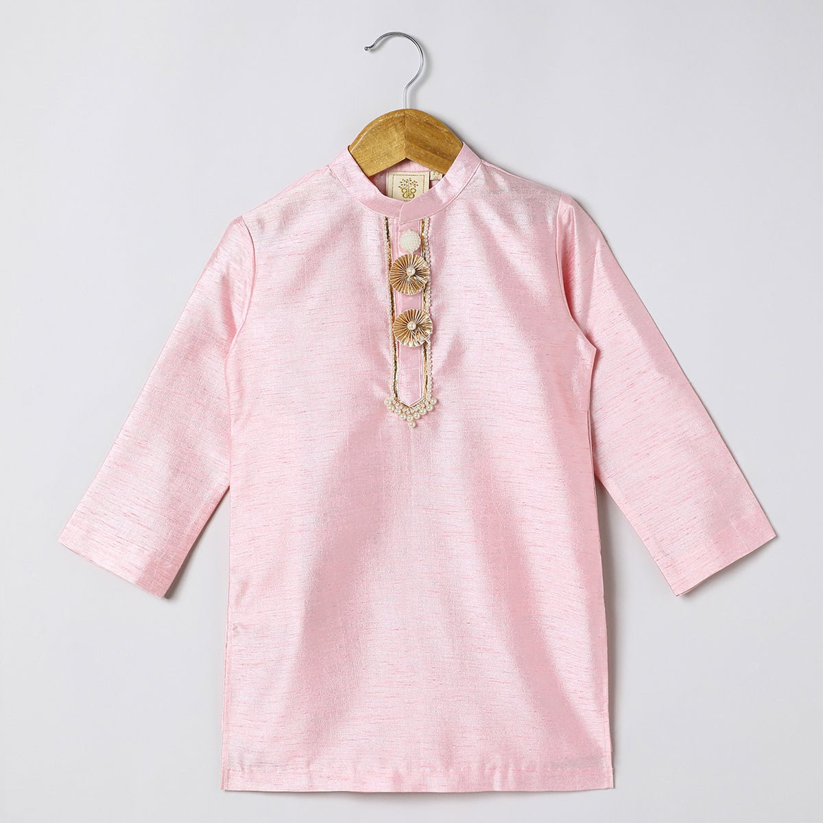 Boys Pink Kurta Pyjama with Embroidered Bandi Jacket | Festive Ethnic Set - BYB PREMIUM