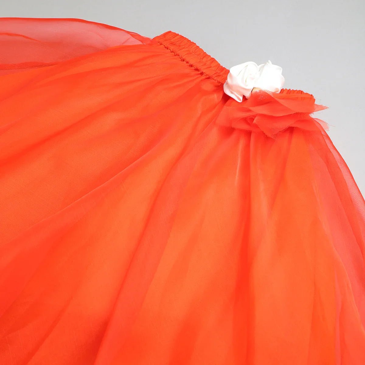 Bright Orange Organza Lehenga Set for Girls - BYB PREMIUM