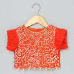 Load image into Gallery viewer, Bright Orange Organza Lehenga Set for Girls - BYB PREMIUM