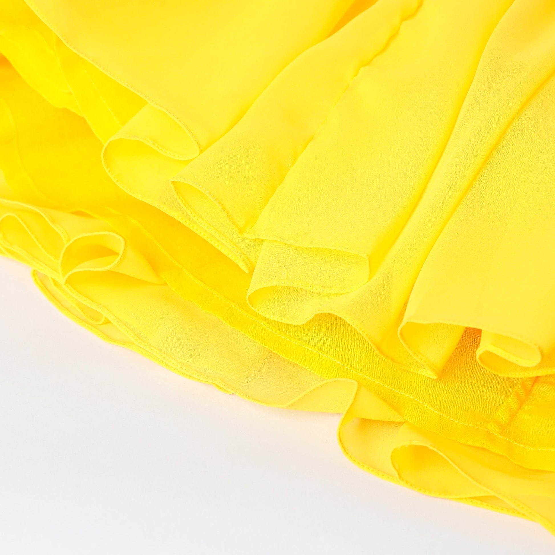 Bright Yellow chiffon hand Embroidered Lehenga Set for Girls - BYB PREMIUM