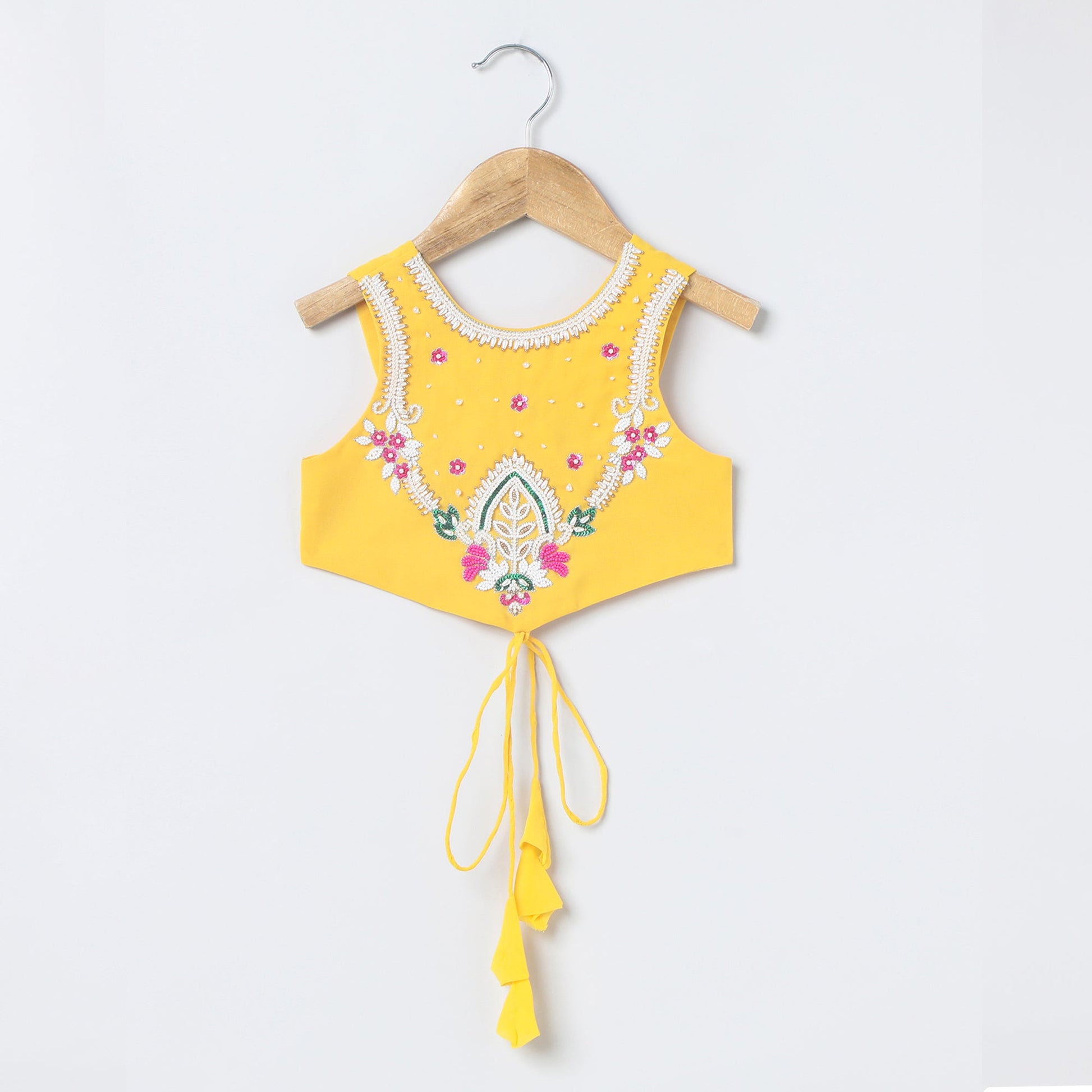Bright Yellow chiffon hand Embroidered Lehenga Set for Girls - BYB PREMIUM