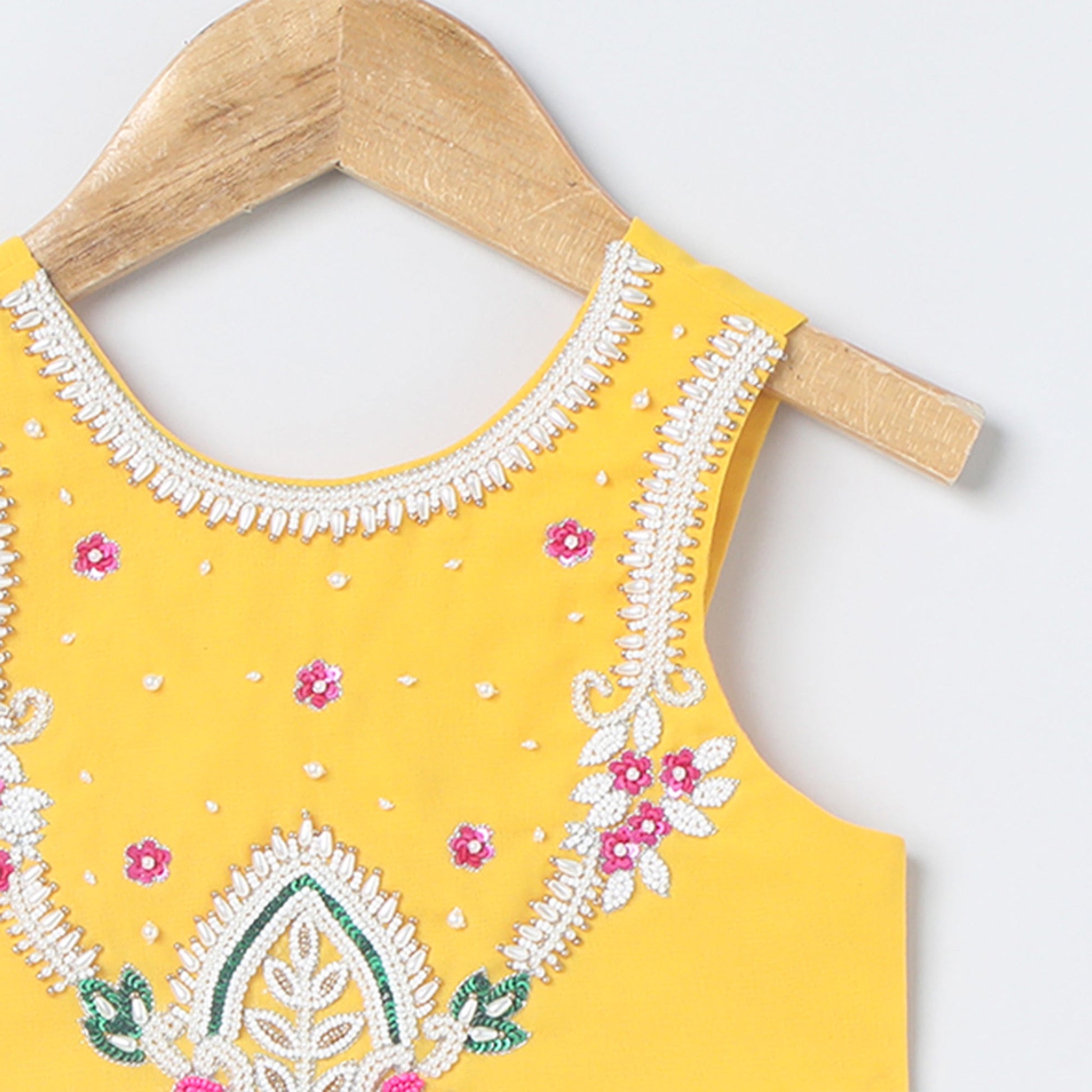 Bright Yellow chiffon hand Embroidered Lehenga Set for Girls - BYB PREMIUM