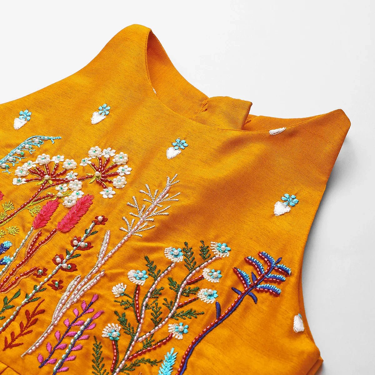 BYB PREMIUM Dola silk embroidered halter top and Paneled skirt set - BYB PREMIUM