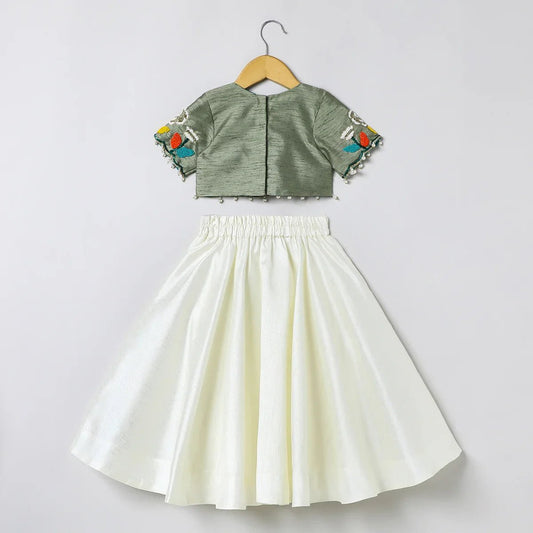 BYB PREMIUM full hand beads embroidery raw silk skirt and top - BYB PREMIUM
