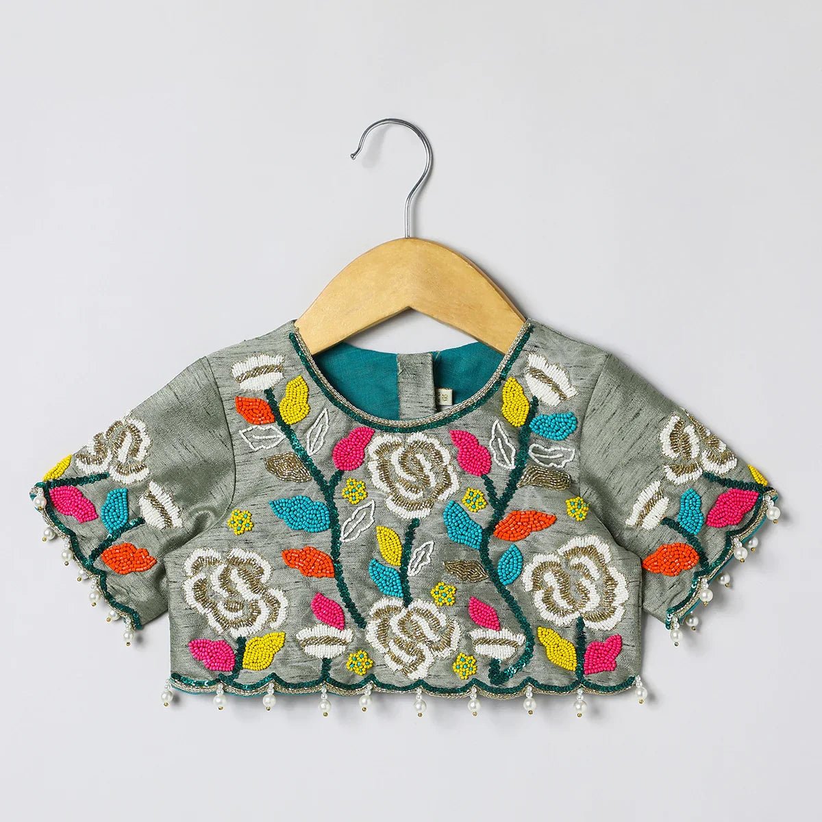 BYB PREMIUM full hand beads embroidery raw silk skirt and top - BYB PREMIUM