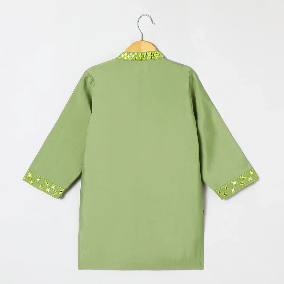 BYB PREMIUM Sage col roman silk full mirror embroidery kurta and pyjama set - BYB PREMIUM