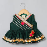 Load image into Gallery viewer, Dark Green Raw Silk Lehenga Choli Set for Girls - BYB PREMIUM