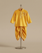 Load image into Gallery viewer, Dark Yellow Dola Silk Kurta Dhoti Set for Boys - BYB PREMIUM