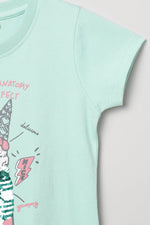 Load image into Gallery viewer, Fresh Teal Cotton T-Shirt for Girls - BYB PREMIUM